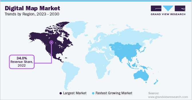 各地区数字地图市场趋势，2023 - 2030