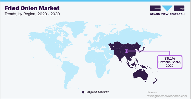 油炸洋葱市场趋势，各地区，2023 - 2030