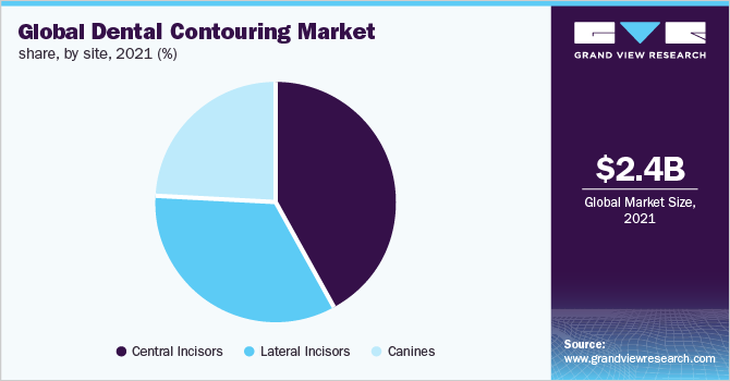 Global dental contouring market share, by site, 2021 (%) 全球牙科整形手术市场占有率,各地区,2021年(%)