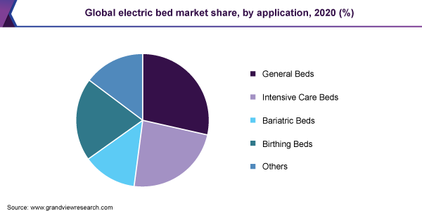 全球电动床的市场份额,通过应用程序,2020 (%)