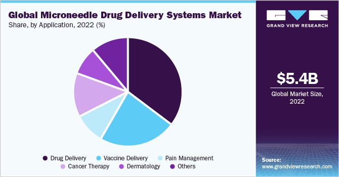 全球微针给药系统市场份额，各应用，2020年(%)