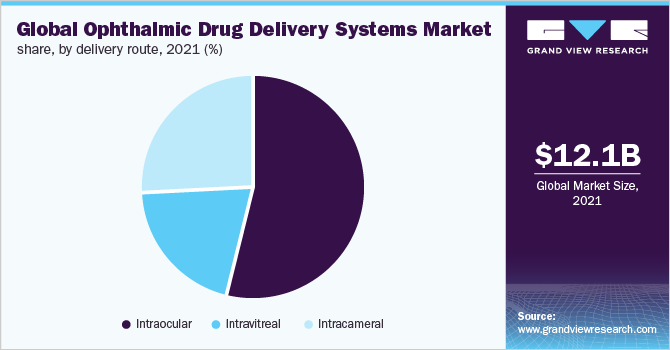 全球眼科药物输送系统市场份额，按输送路线，2021年(%)