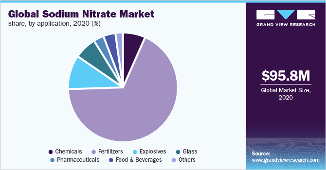 全球硝酸钠市场份额，各应用，2020年(%)