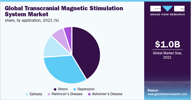 全球经颅磁刺激系统市场份额，各应用，2021年(%)