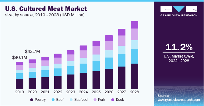 美国人造肉市场规模，按来源，2019 乐鱼体育手机网站入口- 2028年(百万美元)