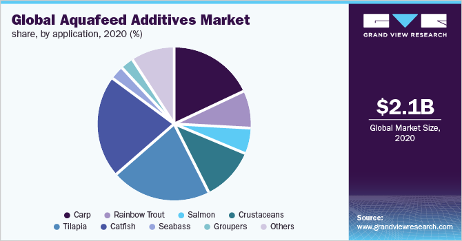 全球水产添加剂市场份额，按应用情况，2020年(%)