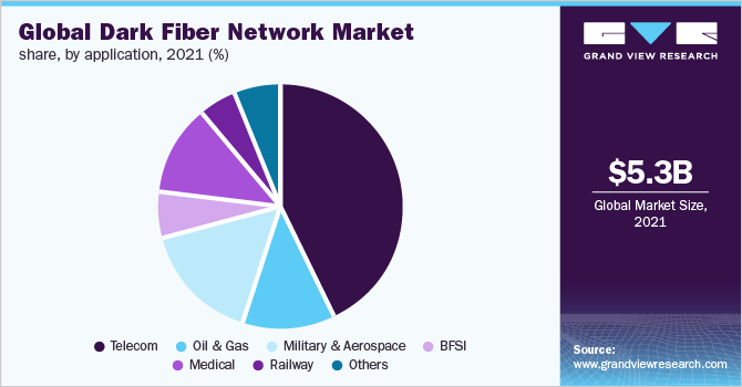 全球暗光纤网络市场份额，按应用分列，2021年(%)