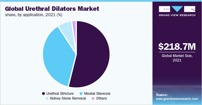 Global urethral dilators market share, by application, 2021 (%)