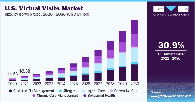 2020 - 2030年美国虚拟旅游市场乐鱼体育手机网站入口规模(按服务类型划分)